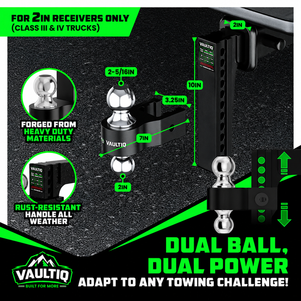 VAULTIQ HitchFlex Pro — Heavy-Duty Adjustable Drop Hitch